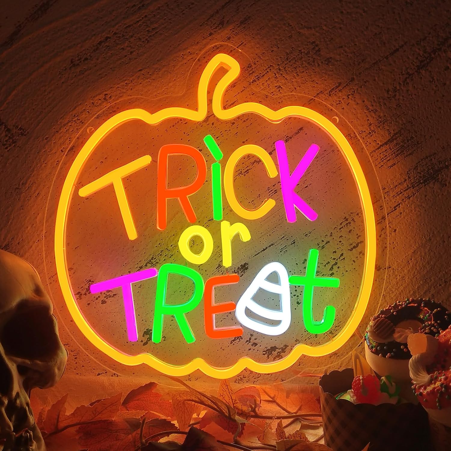 Home Decor Lighting Tricks - Trick or Treat letrero de neón