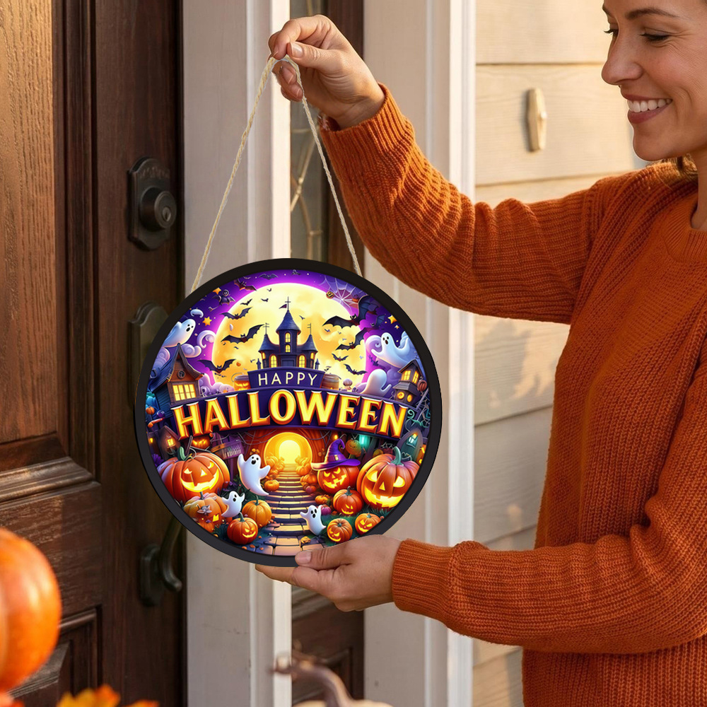 Home Decor Lighting Tricks - Letrero luminoso de Halloween para colgar