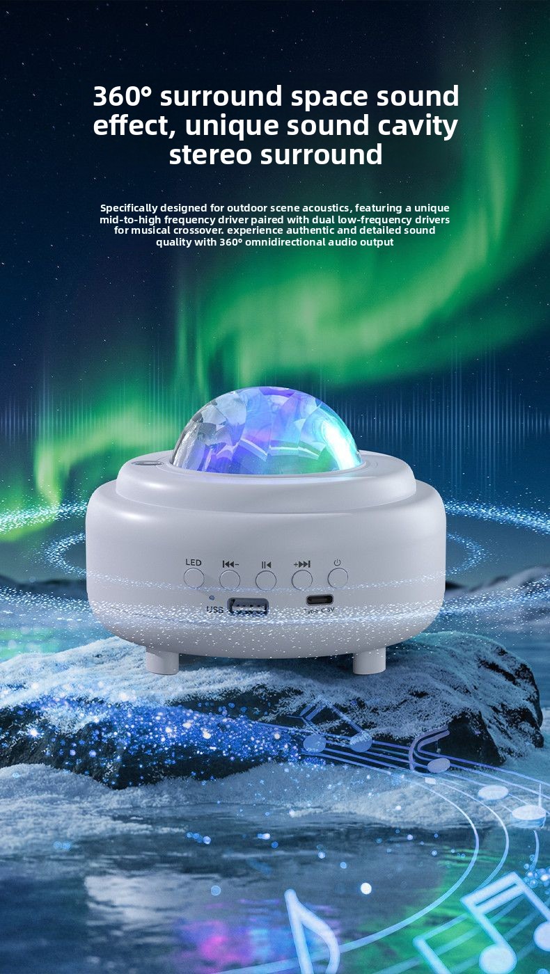 Star Projector Night - Proyector de Estrellas Aurora con Altavoz