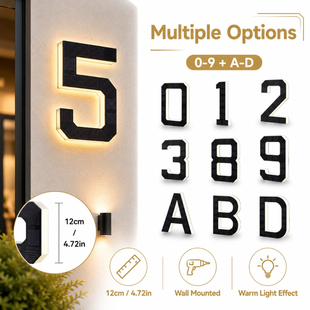 Decor Lighting Address - Letrero Solar LED para Número de