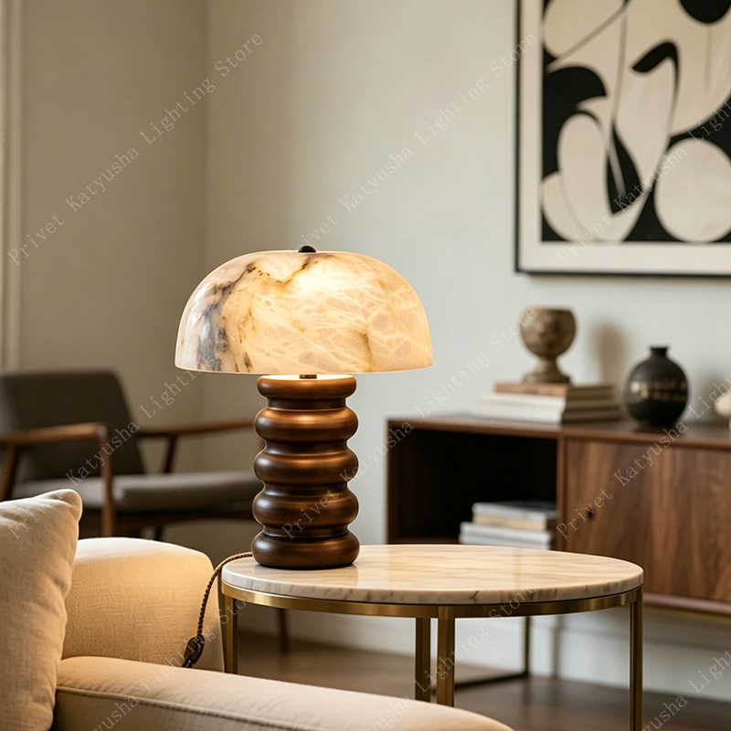Lighting Home Decor Items - Lámpara de Mesa Retro de Alabastro