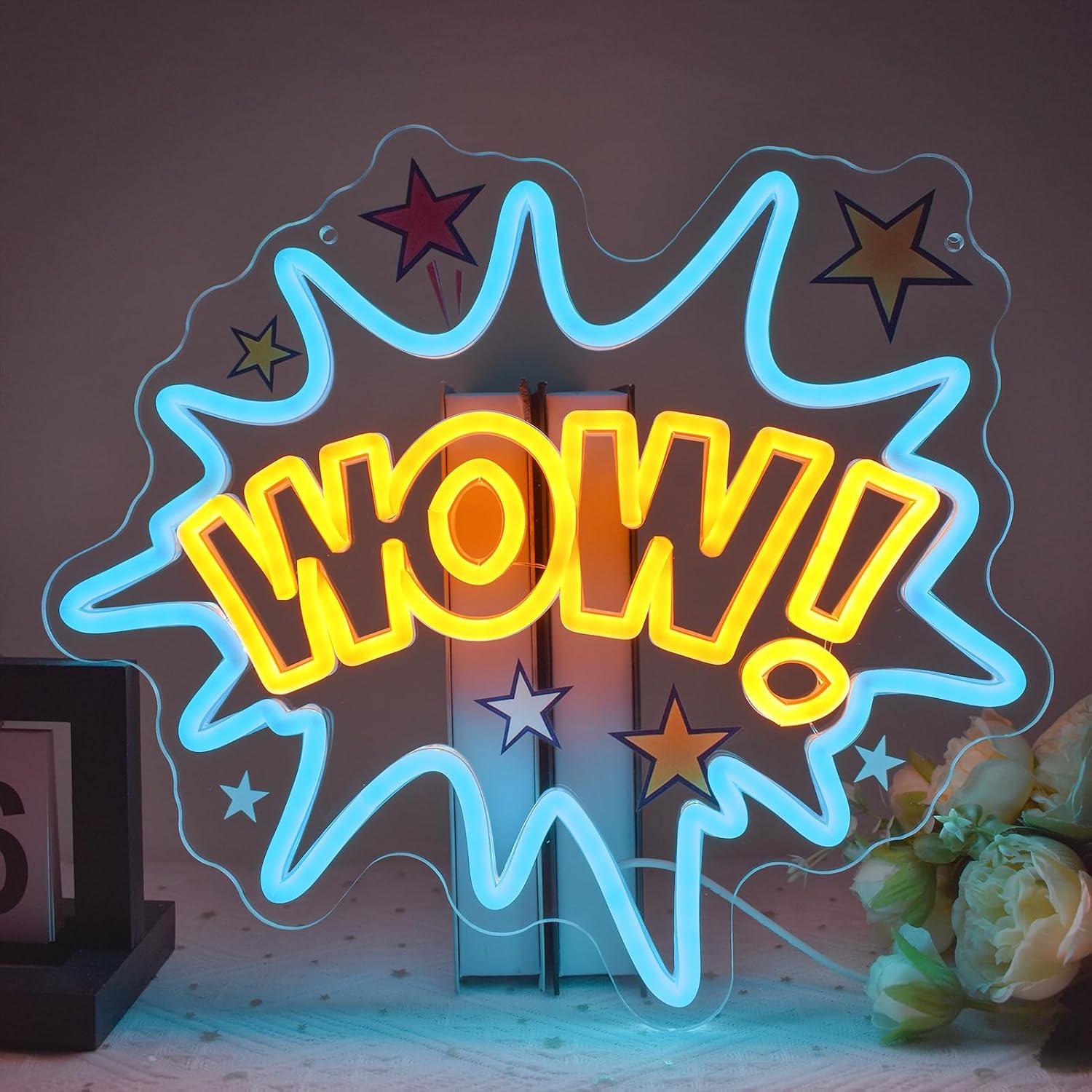 Lighting Decor Wow - Letrero de Neón WOW, Luces LED