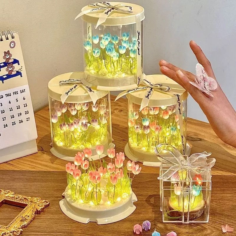 Lámpara de tulipán DIY, flor d - Lighting Table Decor reseña y precio