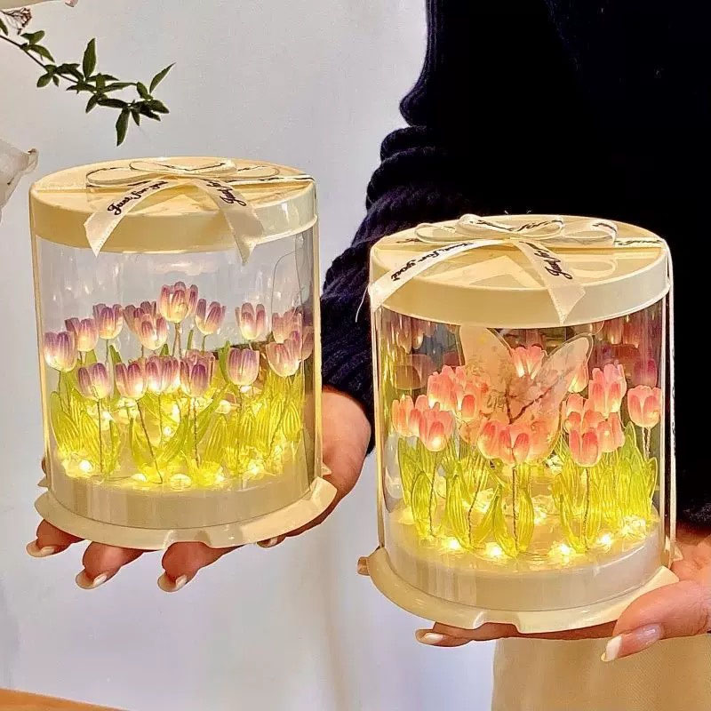 Lámpara de tulipán DIY, flor d - Lighting Table Decor reseña y precio