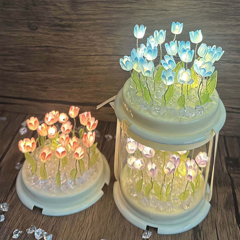 Lámpara de tulipán DIY, flor d - Lighting Table Decor reseña y precio
