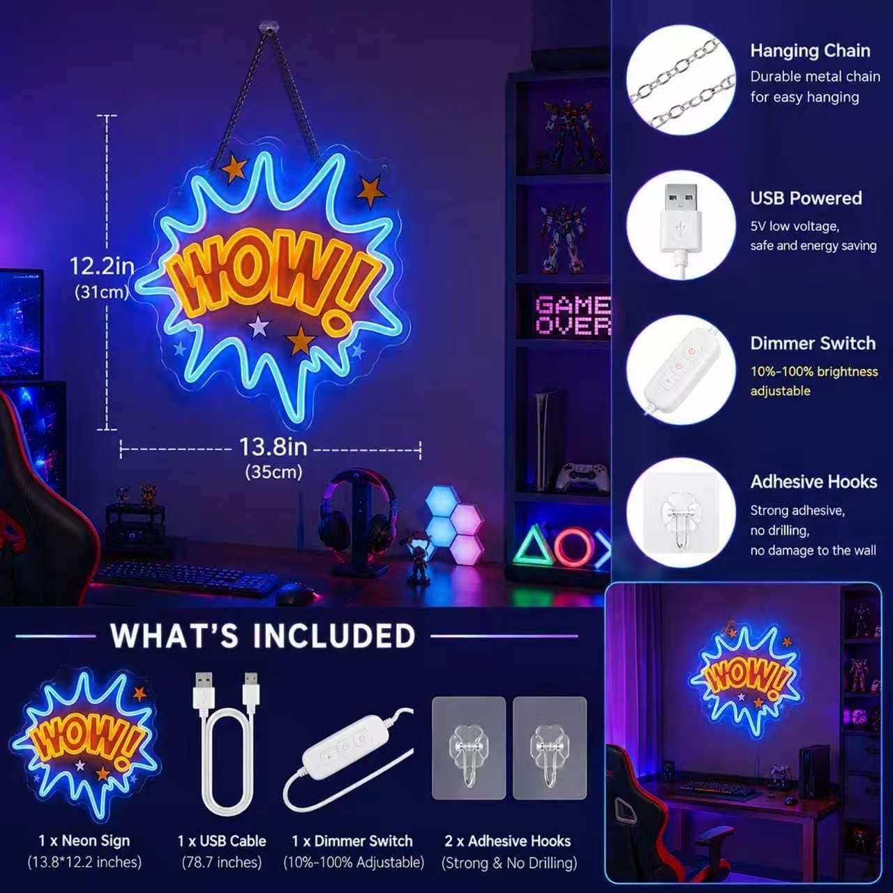Letrero de Neón WOW, Luces LED - Lighting Decor Wow reseña y precio